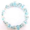 Aqua "floating" beads, Silver beads, Aqua  beads with silver dotted flowers.  Memory bracelet is approx. 2 1/2" across.