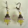 Swarovski Crystals, Acrylic Flower Bell Beads, Bronze Earrings.  Approximately 1" from base of leverback earring. 