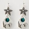 Antique Silver Tone / Turquoise Shell / Lead&nickel Compliant / Star Fish Dangles / Fish Hook Earring Set Pendant Length : 1 5/8" Drop Length : 2 1/8" 