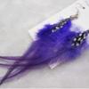 Exotic Purple Feather Earrings   Approximately 3 1/2" - 4" long.