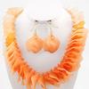 Gold Tone / Frosted Orange Acrylic / Lead&nickel Compliant / Necklace & Fish Hook Earring Set 723-337 Length : 20" + EXT Earring : 2 1/2" L Drop : 1 1/2" L 