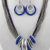 Rhodiumized / Silver & Matte Silver Ccb Bead / Blue Accents / Lead&nickel Compliant / Multi Strand Necklace & Fish Hook Earring Set

Length : 21" + EXT
Earring : 1 3/4" L
Drop : 2" L 

273?327